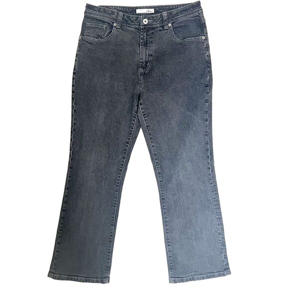 Chico's Denim - Chicos Platinum Jeans 1.5 10 short Black Mid Rise Straight Denim Light wash